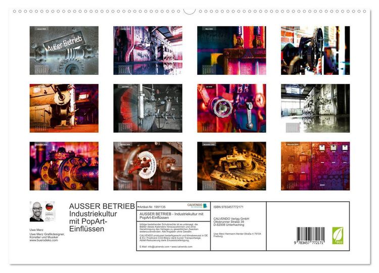 Produktbild: AUSSER BETRIEB - Industriekultur mit PopArt-Einfl&uuml;ssen (hochwertiger Premium Wandkalender 2026 DIN A2 quer), Kunstdruck in Hochglanz
