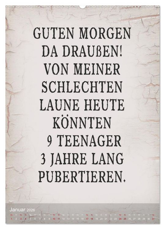 Produktbild: Ziemlich schlecht gelaunt (hochwertiger Premium Wandkalender 2026 DIN A2 hoch), Kunstdruck in Hochglanz