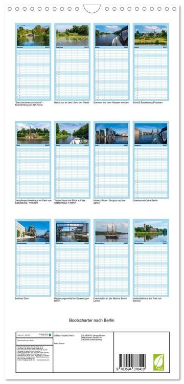 Produktbild: Familienplaner 2027 - Bootscharter nach Berlin mit 5 Spalten (Wandkalender, 21 x 45 cm) CALVENDO