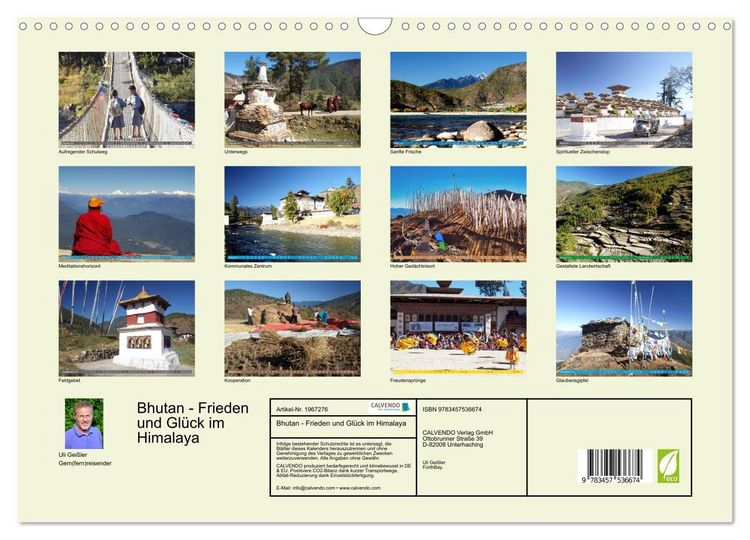Produktbild: Bhutan - Frieden und Gl&uuml;ck im Himalaya (Wandkalender 2026 DIN A3 quer), CALVENDO Monatskalender