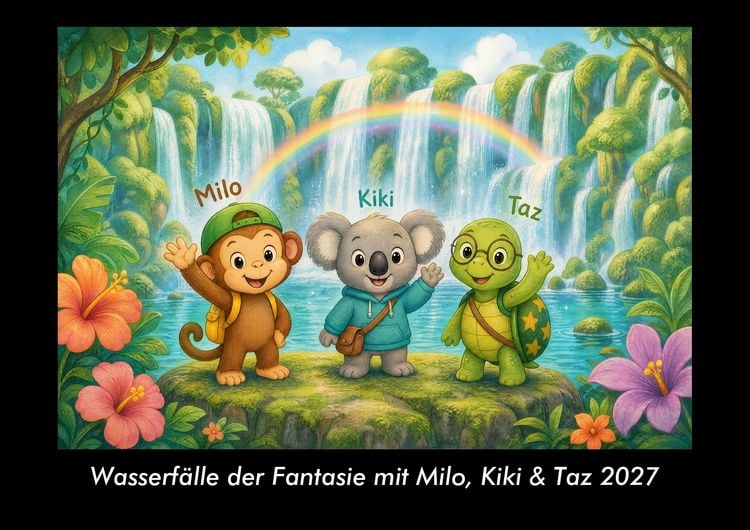 Produktbild: Wasserf&auml;lle der Fantasie mit Milo, Kiki & Taz 2027 Fotokalender DIN A3