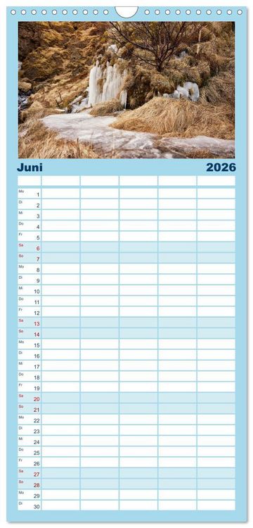 Produktbild: Familienplaner 2026 - Island - faszinierende Landschaften im S&uuml;den mit 5 Spalten (Wandkalender, 21 x 45 cm) CALVENDO