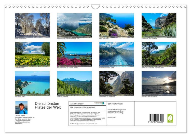 Produktbild: Die sch&ouml;nsten Pl&auml;tze der Welt (Wandkalender 2026 DIN A3 quer), CALVENDO Monatskalender