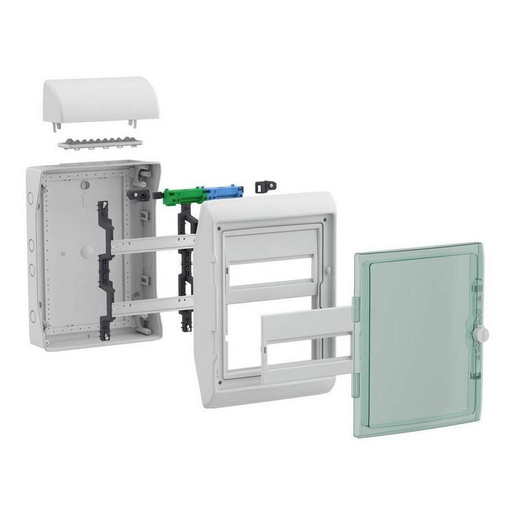 Produktbild: Schneider Electric 13433DE Mureva Feuchtraumverteiler Aufputz Anzahl Teilungen = 24 Anzahl Reihen = 2 Inhalt 1 St.