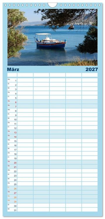 Produktbild: Familienplaner 2027 - Griechenland - Insel Kreta mit 5 Spalten (Wandkalender, 21 x 45 cm) CALVENDO