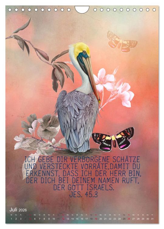 Produktbild: Bibelworte f&uuml;r Vogelfreunde (Wandkalender 2026 DIN A4 hoch), CALVENDO Monatskalender