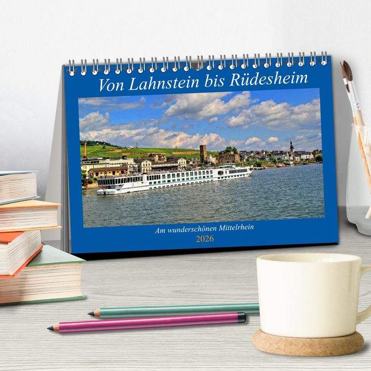 Produktbild: Von Lahnstein bis R&uuml;desheim - Am wundersch&ouml;nen Mittelrhein (Tischkalender 2026 DIN A5 quer), CALVENDO Monatskalender
