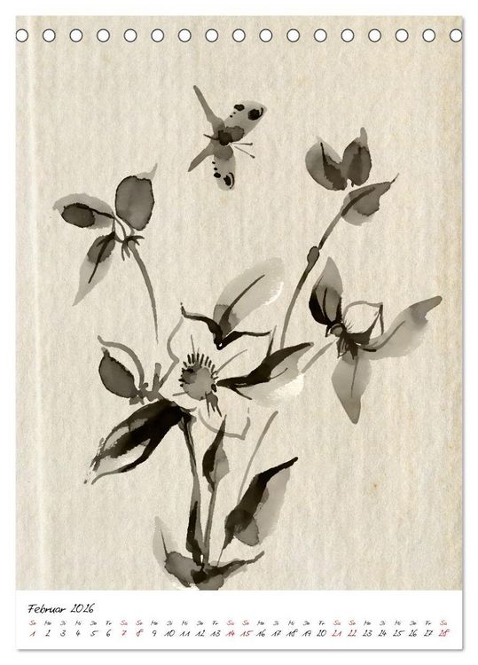 Produktbild: Sumi-e Kunst im japanischen Stil (Tischkalender 2026 DIN A5 hoch), CALVENDO Monatskalender