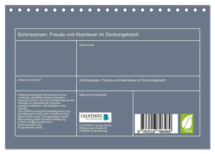 Produktbild: Schimpansen. Freude und Abenteuer im Dschungelreich (Tischkalender 2027 DIN A5 quer), CALVENDO Monatskalender