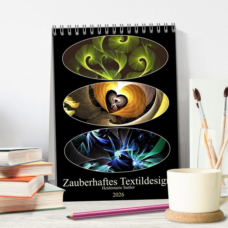 Produktbild: Zauberhaftes Textildesign (Tischkalender 2026 DIN A5 hoch), CALVENDO Monatskalender