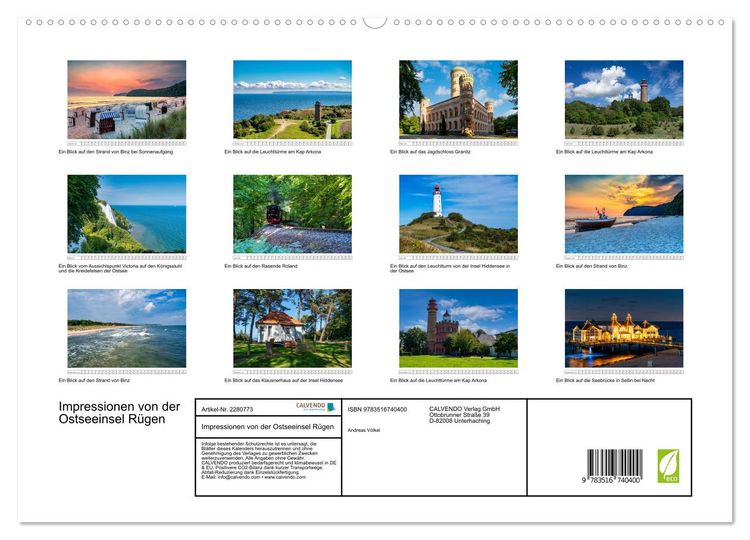 Produktbild: Impressionen von der Ostseeinsel R&uuml;gen (hochwertiger Premium Wandkalender 2026 DIN A2 quer), Kunstdruck in Hochglanz