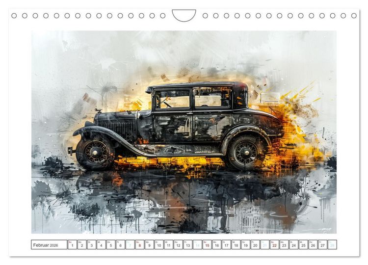 Produktbild: Aquarell Oldtimer (Wandkalender 2026 DIN A4 quer), CALVENDO Monatskalender