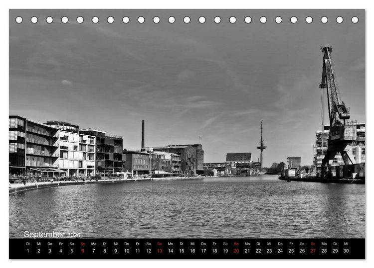 Produktbild: M&uuml;nster in schwarz-wei&szlig; gesehen (Tischkalender 2026 DIN A5 quer), CALVENDO Monatskalender