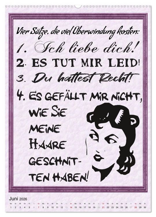 Produktbild: Friseur-Spr&uuml;che (hochwertiger Premium Wandkalender 2026 DIN A2 hoch), Kunstdruck in Hochglanz