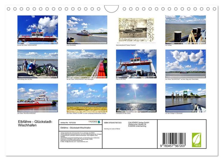 Produktbild: Elbf&auml;hre - Gl&uuml;ckstadt-Wischhafen (Wandkalender 2026 DIN A4 quer), CALVENDO Monatskalender