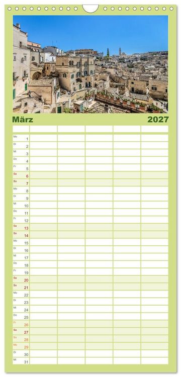 Produktbild: Familienplaner 2027 - Matera - Die Stadt der Sassi mit 5 Spalten (Wandkalender, 21 x 45 cm) CALVENDO