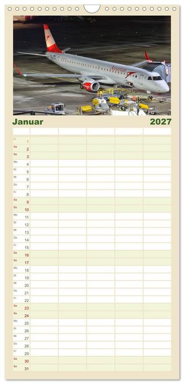 Produktbild: Familienplaner 2027 - Flugzeuge aller Art mit 5 Spalten (Wandkalender, 21 x 45 cm) CALVENDO