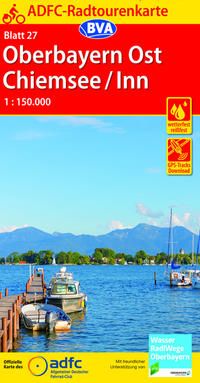 Produktbild: ADFC-Radtourenkarte 27 Oberbayern Ost / Chiemsee / Inn 1:150.000, rei&szlig;- und wetterfest, GPS-Tracks Download