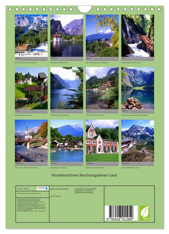 Produktbild: Wundersch&ouml;nes Berchtesgadener Land (Wandkalender 2026 DIN A4 hoch), CALVENDO Monatskalender