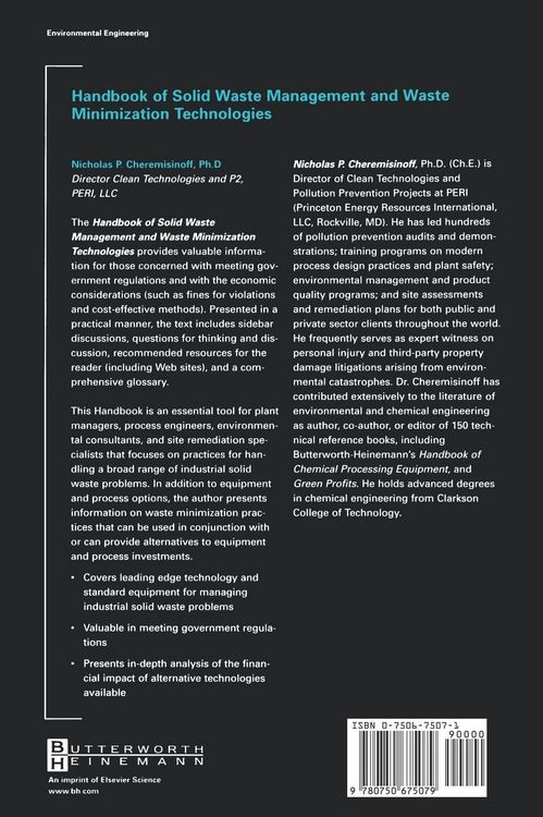 Produktbild: Handbook of Solid Waste Management and Waste Minimization Technologies