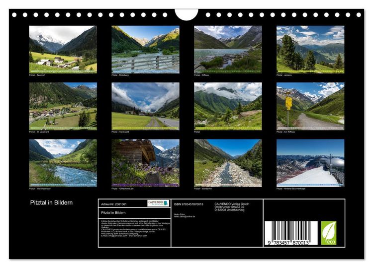Produktbild: Pitztal in Bildern (Wandkalender 2026 DIN A4 quer), CALVENDO Monatskalender
