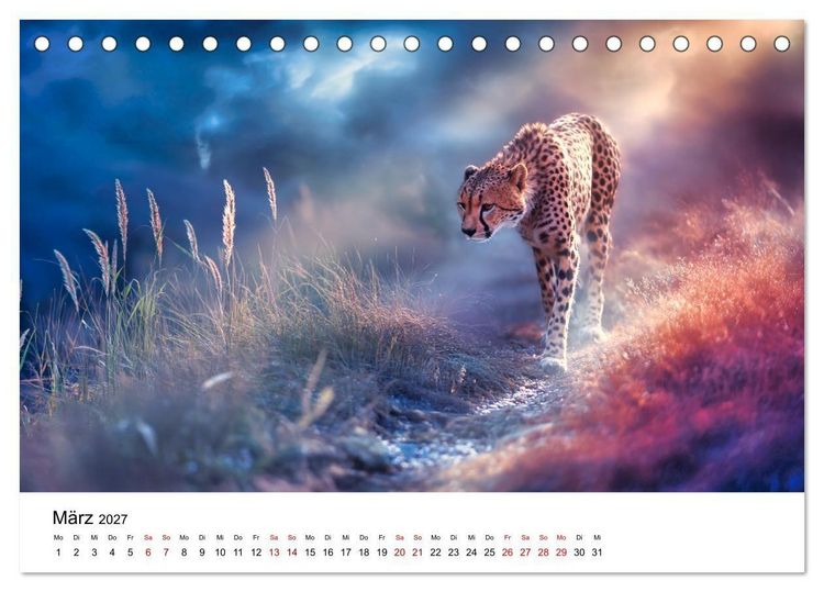 Produktbild: Eleganz und Instinkt - die beeindruckende Welt der Geparden (Tischkalender 2027 DIN A5 quer), CALVENDO Monatskalender