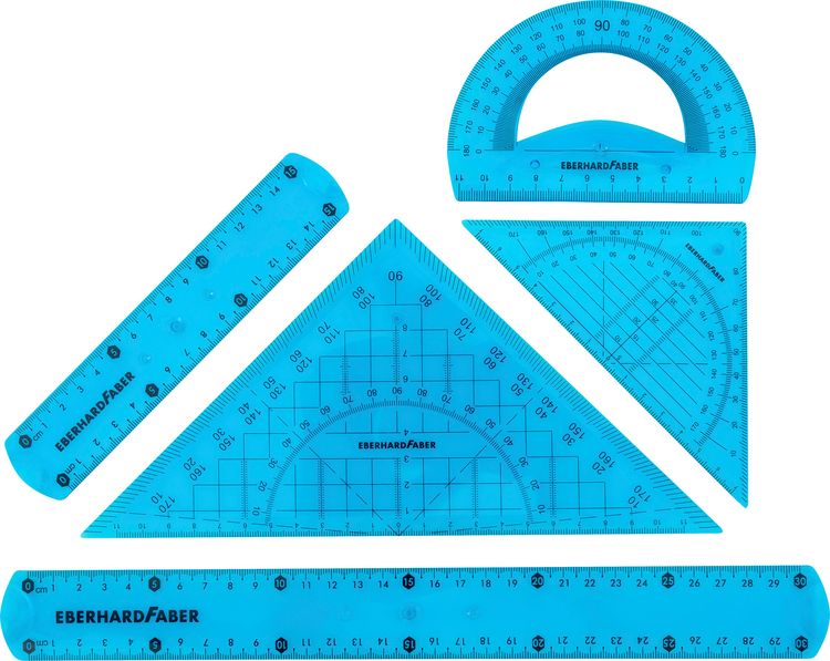 Produktbild: Eberhard Faber Geometrieset superflexibel transparent blau 5 Teile Blister