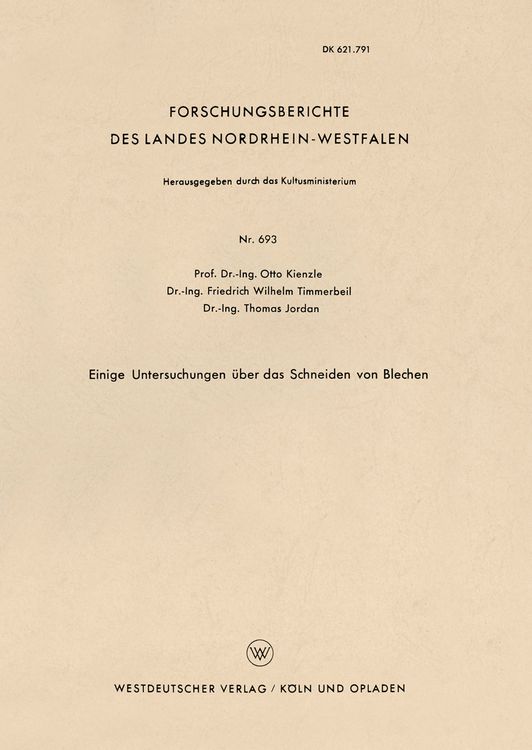 Produktbild: Einige Untersuchungen &uuml;ber das Schneiden von Blechen