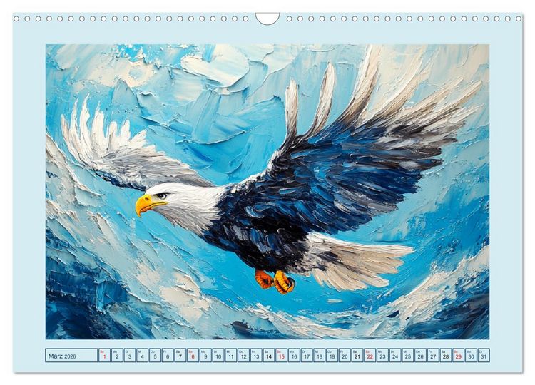 Produktbild: Greifv&ouml;gel. Majest&auml;tische Luftakrobaten in &Ouml;loptik (Wandkalender 2026 DIN A3 quer), CALVENDO Monatskalender