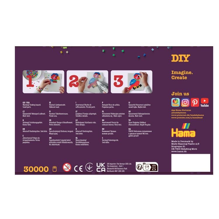 Produktbild: Hama 181-301 - B&uuml;gelperlen Midi 5+, Eimer mit 30.000 St&uuml;ck inkl. Stiftplatten Motiv Weihnachten