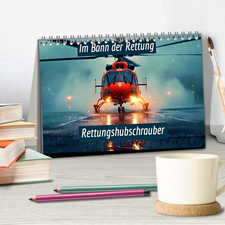 Produktbild: Im Bann der Rettung - Rettungshubschrauber (Tischkalender 2026 DIN A5 quer), CALVENDO Monatskalender