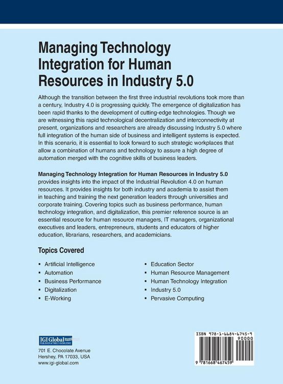 Produktbild: Managing Technology Integration for Human Resources in Industry 5.0