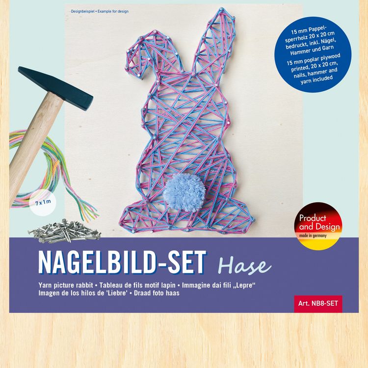 Produktbild: PEBARO NB8 - Nagelbild, Fadenbild, Fadenspannbild, String Art mit Motiv Hase