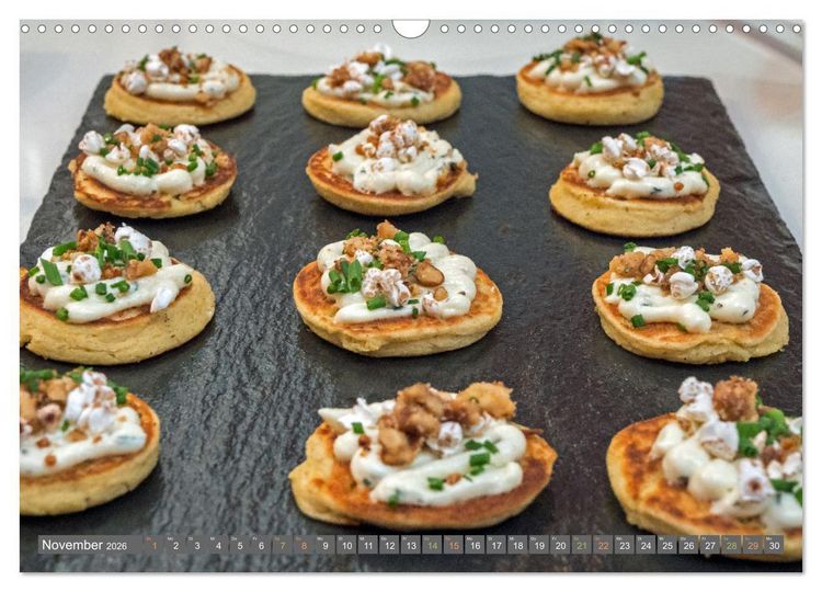 Produktbild: Perfekt angerichtet - Fingerfood, Appetizer und Desserts (Wandkalender 2026 DIN A3 quer), CALVENDO Monatskalender
