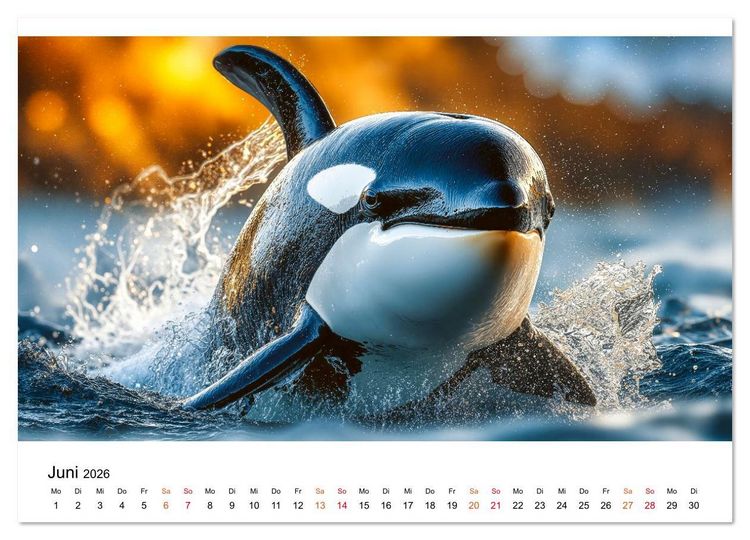 Produktbild: Orcas - ein Jahr voller Meer (Wandkalender 2026 DIN A2 quer), CALVENDO Monatskalender