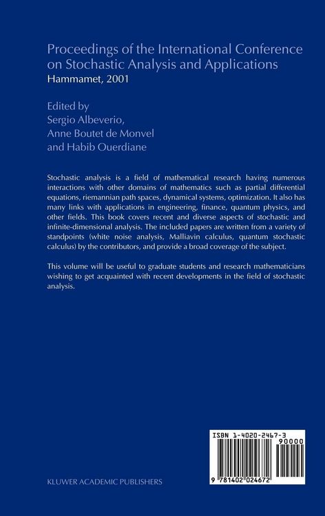 Produktbild: Proceedings of the International Conference on Stochastic Analysis and Applications