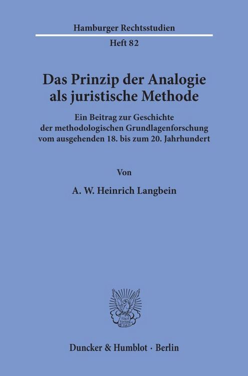 Produktbild: Das Prinzip der Analogie als juristische Methode.