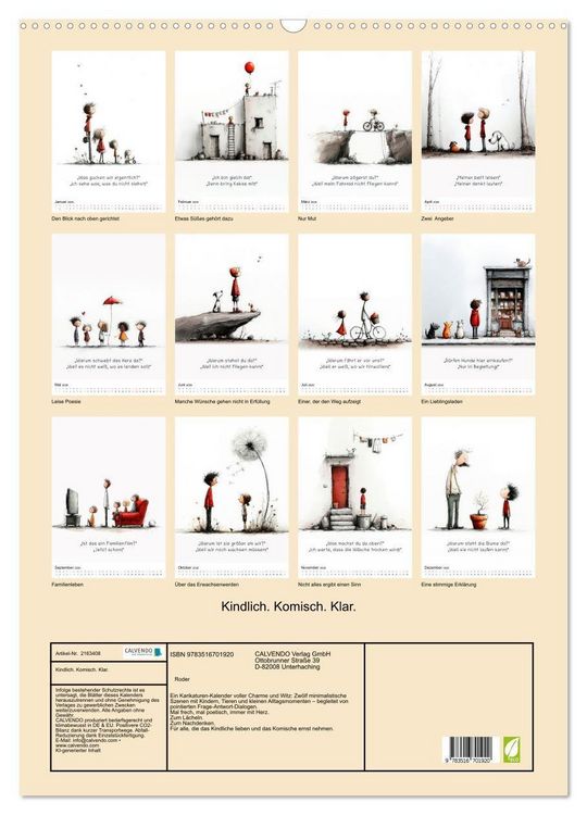 Produktbild: Kindlich. Komisch. Klar. (Wandkalender 2026 DIN A2 hoch), CALVENDO Monatskalender