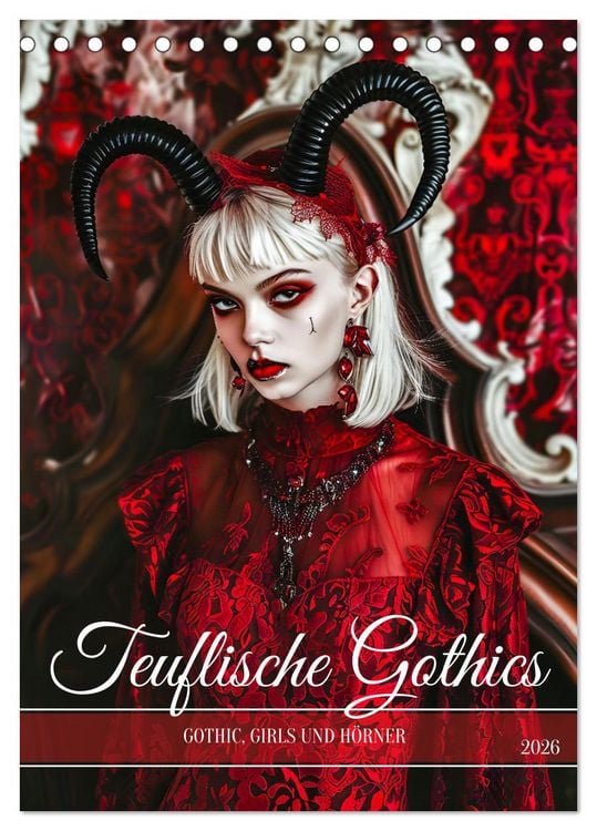 Produktbild: Teuflische Gothics - Gothic, Girls und H&ouml;rner (Tischkalender 2026 DIN A5 hoch), CALVENDO Monatskalender