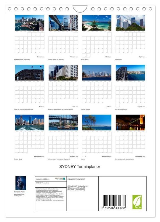 Produktbild: SYDNEY Terminplaner (Wandkalender 2026 DIN A4 hoch), CALVENDO Monatskalender