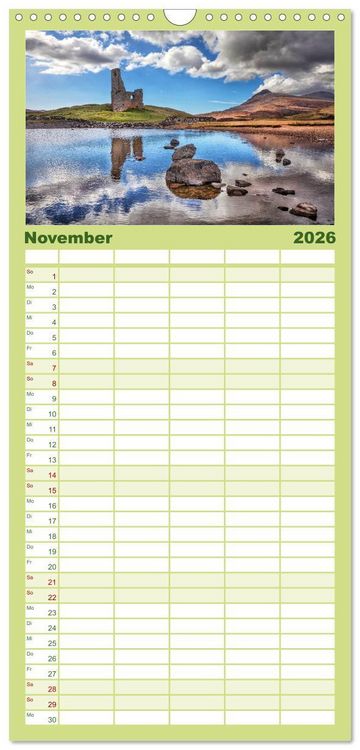 Produktbild: Familienplaner 2026 - Schottland zum Verlieben mit 5 Spalten (Wandkalender, 21 x 45 cm) CALVENDO