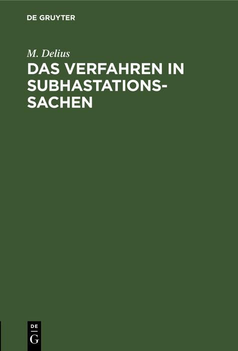 Produktbild: Das Verfahren in Subhastationssachen