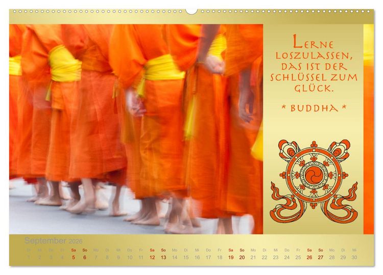 Produktbild: BUDDHA IM GL&Uuml;CK - Buddhistische Weisheiten (Wandkalender 2026 DIN A2 quer), CALVENDO Monatskalender