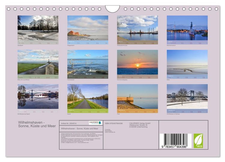 Produktbild: Wilhelmshaven - Sonne, K&uuml;ste und Meer (Wandkalender 2026 DIN A4 quer), CALVENDO Monatskalender