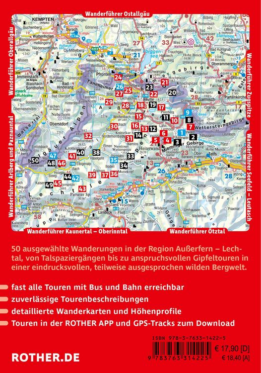 Produktbild: ROTHER Wanderf&uuml;hrer Au&szlig;erfern - Lechtal. 50 Touren um Ehrwald, Lermoos und Reutte &ndash; in der Tiroler Zugspitz Arena und im Naturpark Tiroler Lech