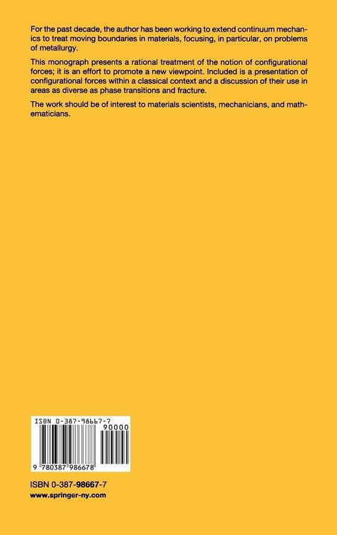 Produktbild: Configurational Forces as Basic Concepts of Continuum Physics