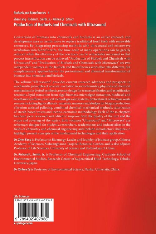 Produktbild: Production of Biofuels and Chemicals with Ultrasound