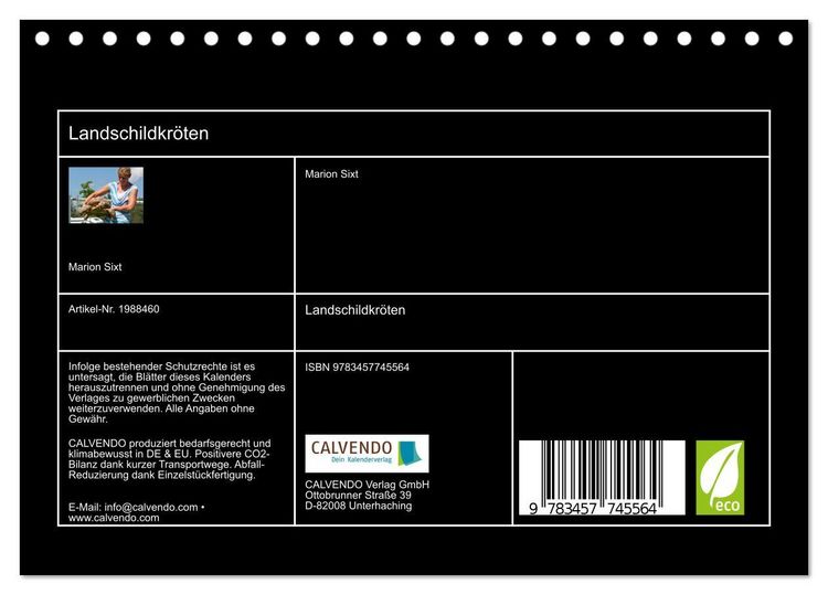 Produktbild: Landschildkr&ouml;ten (Tischkalender 2026 DIN A5 quer), CALVENDO Monatskalender