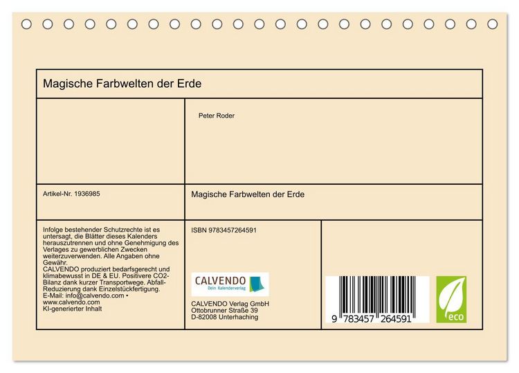 Produktbild: Magische Farbwelten der Erde (Tischkalender 2026 DIN A5 quer), CALVENDO Monatskalender