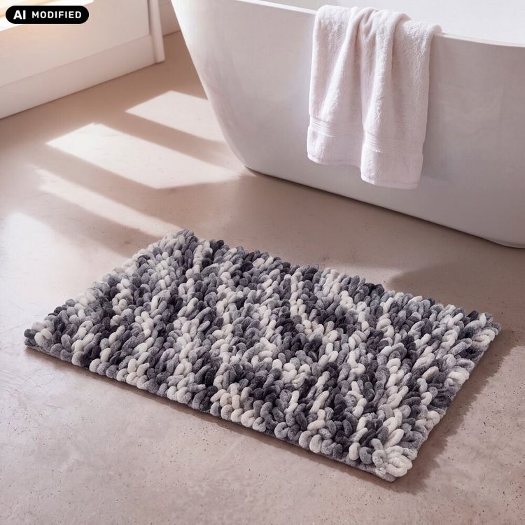 Produktbild: Badteppich Mod. Lerici Grau-Blau, 60 x 90 cm, rutschfest und schnelltrocknend